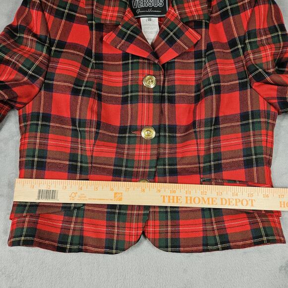 Vintage Versus Gianni Versace Jacket Womens 44 Plaid Wool Gold Button Italy 90s - Picture 12 of 16